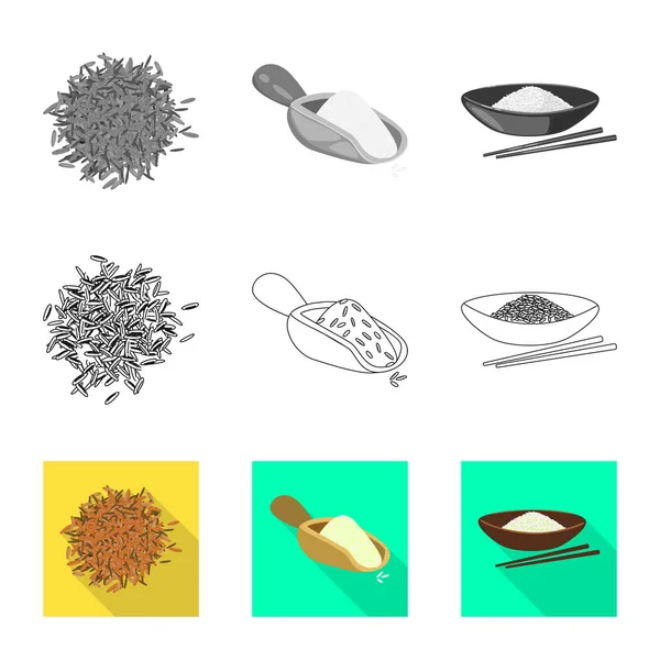 Illustration vectorielle des cultures et logo écologique. Collection d'icônes vectorielles de culture et de cuisson pour le stock . — Image vectorielle