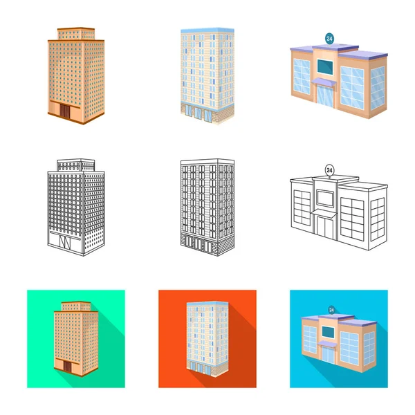 Vektorillustration der Konstruktion und des Gebäude-Logos. Set von Bau- und Immobilienvektorsymbolen für Aktien. — Stockvektor