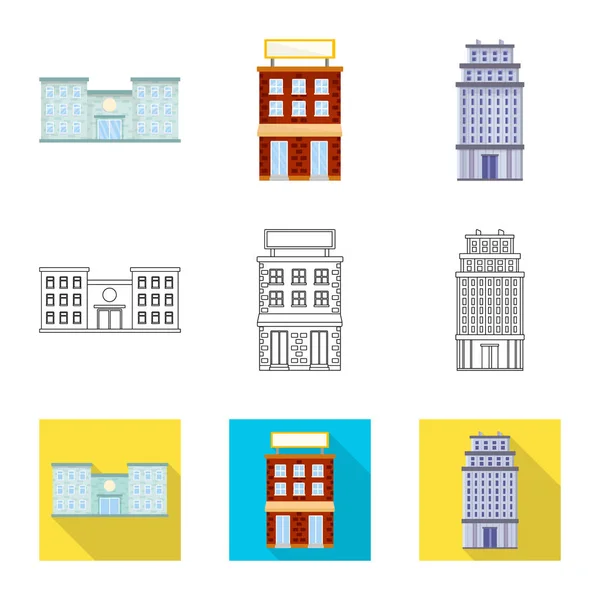 Diseño vectorial de letrero municipal y central. Conjunto de ilustración vectorial municipal y patrimonial . — Vector de stock