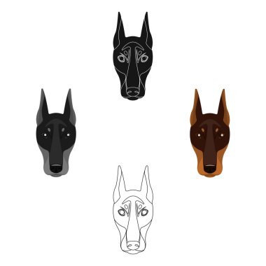 Köpek ırkı, Doberman.Dobermann s namlu karikatür tek simge, siyah tarzı vektör sembolü stok illüstrasyon web.