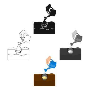 Karikatür, siyah tarzı sulama tek simge . Sulama, vektör sembolü stok illüstrasyon web.