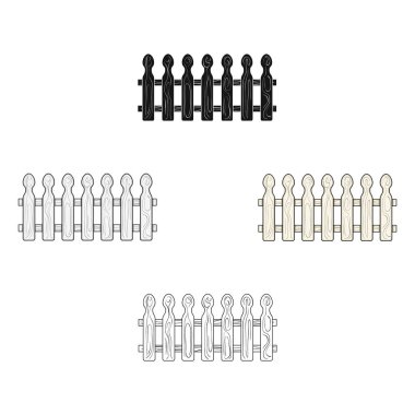 Ahşap bir çit. Karikatür farklı bir çit tek simge, siyah tarzı vektör sembolü stok illüstrasyon web.