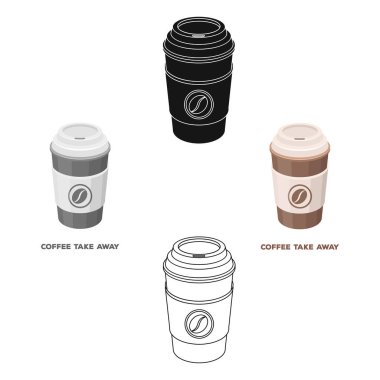 Paketlemek için bir fincan kahve. Karikatür kahve tek simge farklı, siyah tarzı vektör sembolü stok illüstrasyon web.