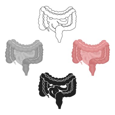 Karikatür gastrointestinal sistem simgesi, siyah tarzı beyaz arka plan üzerinde izole. Organlar sembolü stok vektör illüstrasyon.