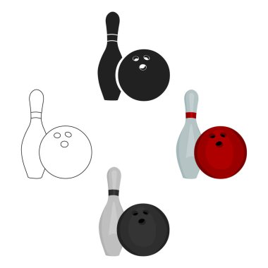 Bowling simgesi karikatür, siyah. Büyük fitness tek spor simgesi, sağlıklı, egzersiz karikatür, siyah.