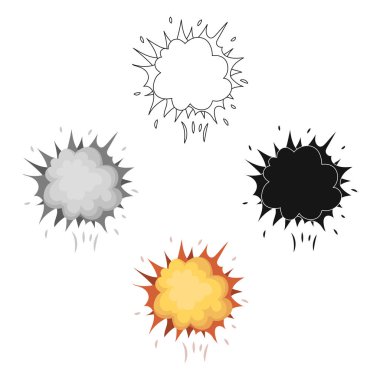 Patlama, çizgi filmdeki tek ikon, siyah tarzı. Patlama, vektör sembolü stok illüstrasyon web.
