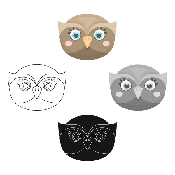 Icône muselière hibou en dessin animé, style noir isolé sur fond blanc. Illustration vectorielle du symbole du museau animal . — Image vectorielle