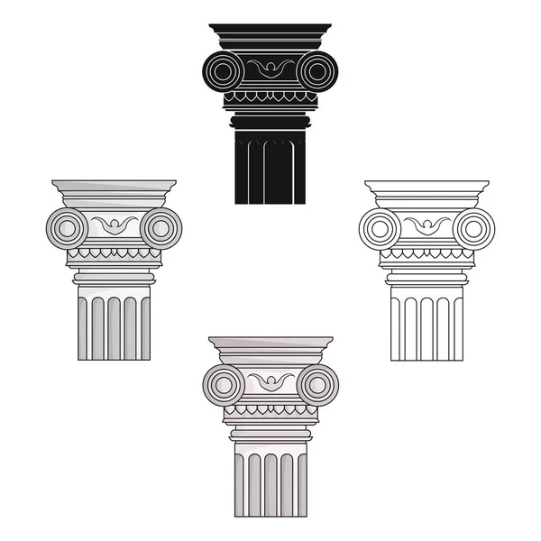 Icono de columna en caricatura, estilo negro aislado sobre fondo blanco. Arquitecto símbolo stock vector ilustración . — Archivo Imágenes Vectoriales