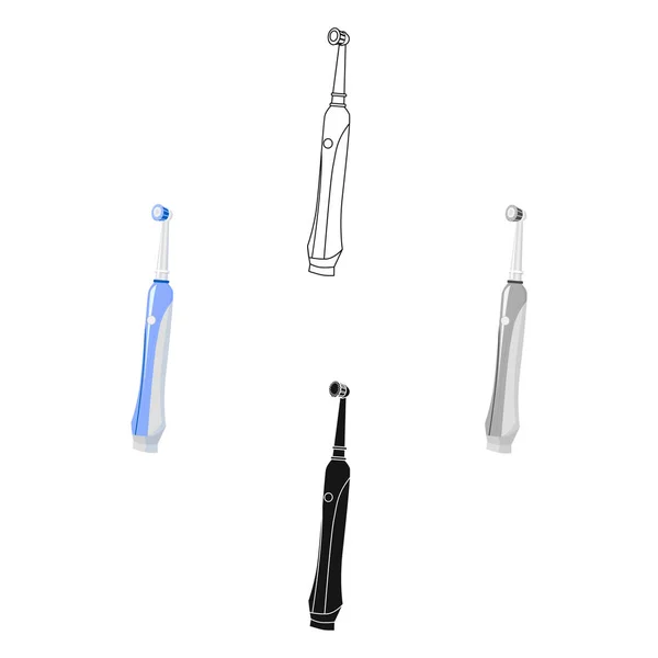 Electric toothbrush icon in cartoon, black style isolated on white background. Векторная иллюстрация символов стоматологической помощи . — стоковый вектор