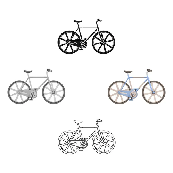 Спортивные велогонки на треке. Различные иконки велосипеда одной иконки в мультфильме, черный стиль векторных символов фондовых иллюстраций . — стоковый вектор