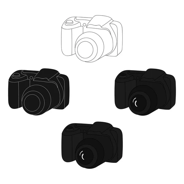 Digitale camerapictogram in Cartoon, zwarte stijl geïsoleerd op witte achtergrond. Familie vakantie symbool voorraad vector illustratie. — Stockvector