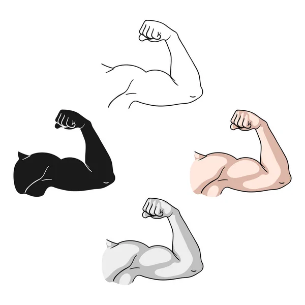 Icône biceps en dessin animé, style noir isolé sur fond blanc. Illustration vectorielle du symbole de sport et de fitness . — Image vectorielle