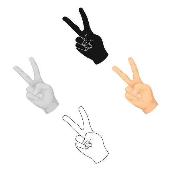 Symbole de paix gesture.Hippy icône unique dans la bande dessinée, noir style vectoriel symbole illustration web . — Image vectorielle
