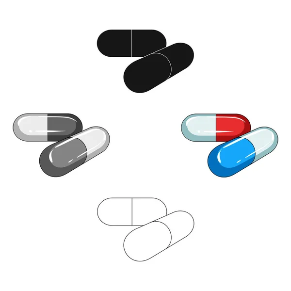 带药的胶囊。医学单图标在卡通，黑色样式矢量符号股票插图网络. — 图库矢量图片