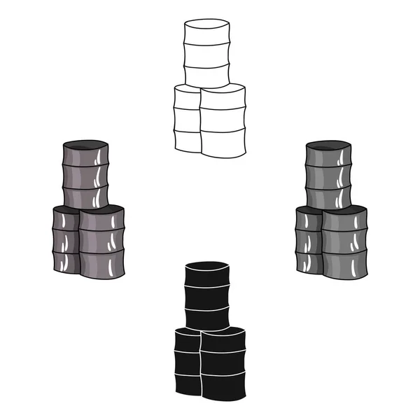 Barricada de barris ícone em desenho animado, estilo preto isolado no fundo branco. Paintball símbolo estoque vetor ilustração . — Vetor de Stock