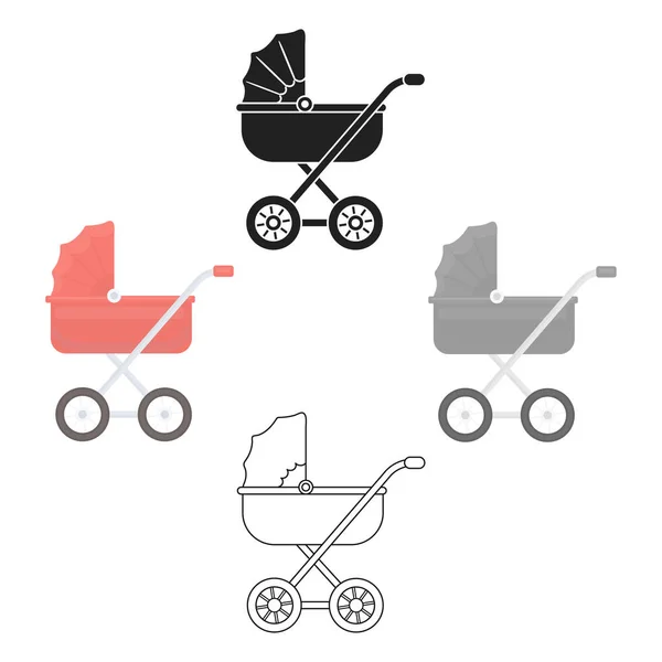Icona di trasporto bambino in cartone animato, stile nero isolato su sfondo bianco. Illustrazione vettoriale stock simbolo di gravidanza . — Vettoriale Stock