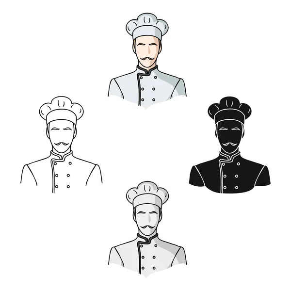 Restaurant chef icon in cartoon, black style isolated on white background. Векторная иллюстрация символов ресторана . — стоковый вектор