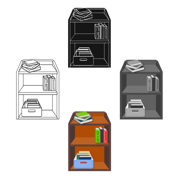 Ett rack med böcker och dokument. Kontorsmöbler enda ikon i tecknad, svart stil isometrisk vektor symbol Stock Illustration Web. — Stock vektor