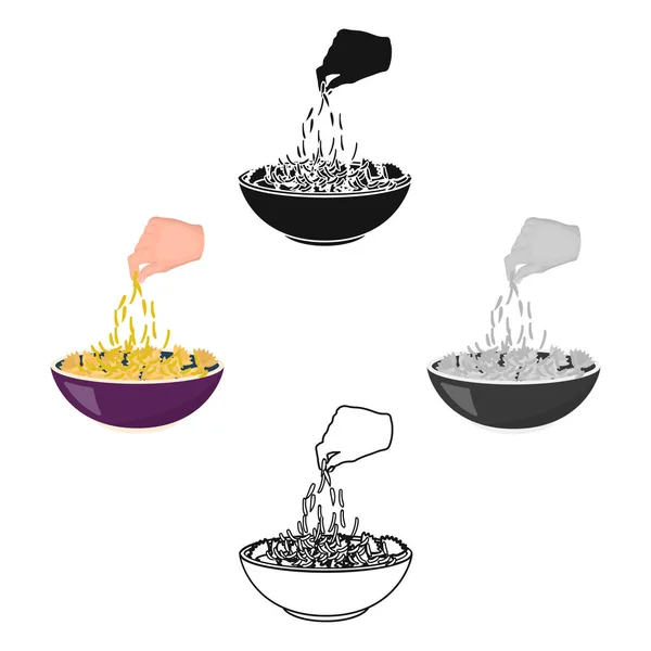 Beredning av mat från pasta. Mat enda ikon i tecknad, svart stil vektor symbol Stock Illustration Web. — Stock vektor