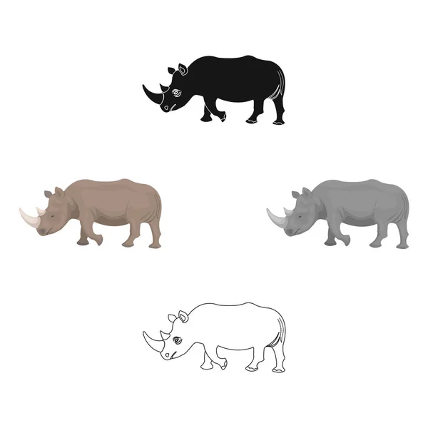 Ein großes indisches Nashorn. ein wildes Tier, ein Nashorn einzige Ikone in Cartoon, schwarzer Stil Vektor Symbol Stock Illustration Web. — Stockvektor