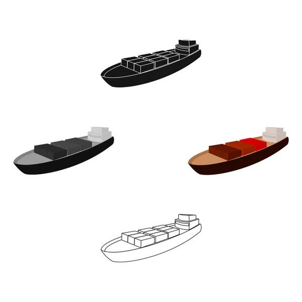 Un barco para el transporte de mercancías pesadas a largas distancias por mar y océano. Transporte de mercancías acuáticas.Transporte único icono en la historieta, negro estilo vector símbolo stock ilustración . — Vector de stock