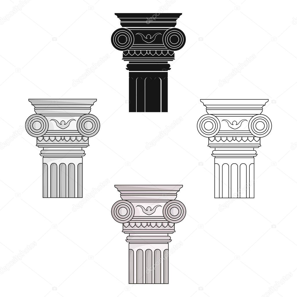 Column icon in cartoon,black design isolated on white background. Architect symbol stock vector illustration.