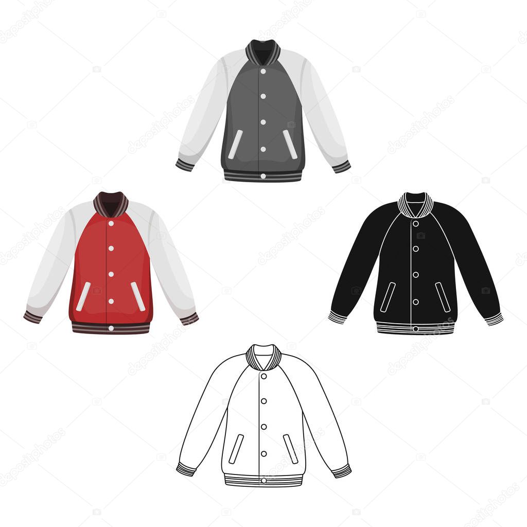 Uniform baseball jacket. Baseball single icon in cartoon,black style vector symbol stock illustration web.