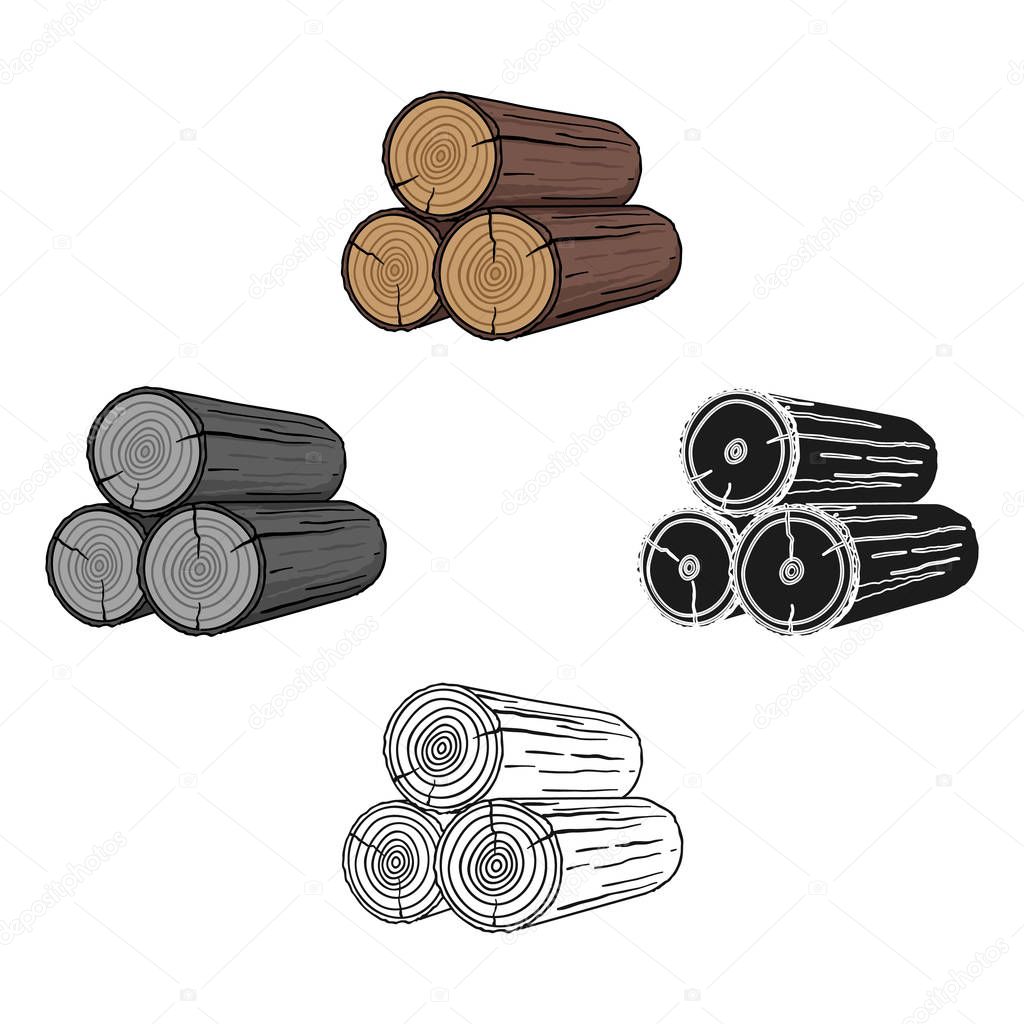 Stack of logs icon in cartoon,black style isolated on white background. Sawmill and timber symbol stock vector illustration.
