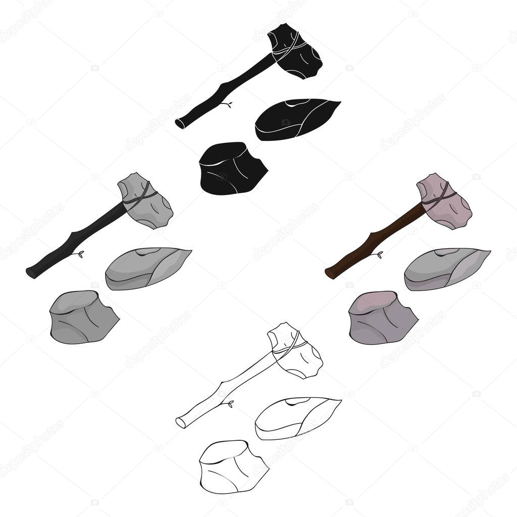 Stone tools icon in cartoon,black style isolated on white background. Stone age symbol vector illustration.