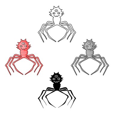 Karikatür kırmızı virüs simgesi, siyah tarzı beyaz arka plan üzerinde izole. Virüsler ve bakteriler sembolü stok vektör illüstrasyon.