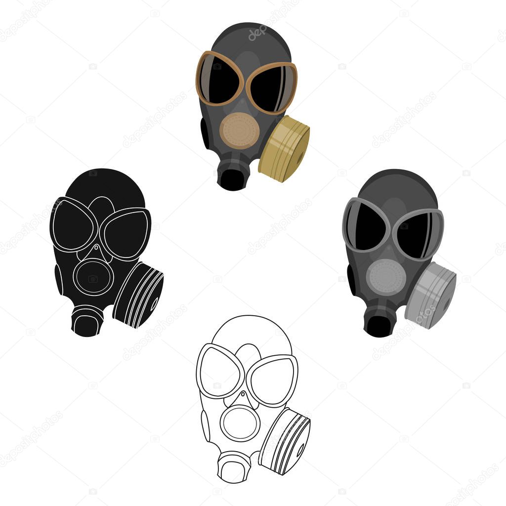 Gas masks icon cartoon,black. Single weapon icon from the big ammunition, arms set.