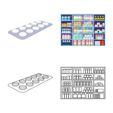 Perakende ve sağlık logo vektör tasarımı. Web için perakende ve sağlık hisse senedi simgesi kümesi.