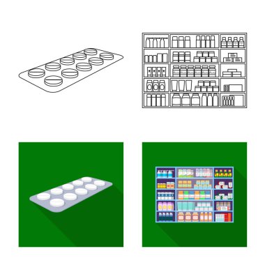 Perakende ve sağlık işareti vektör çizimi. Hisse senedi için perakende ve sağlık vektör simge topluluğu.