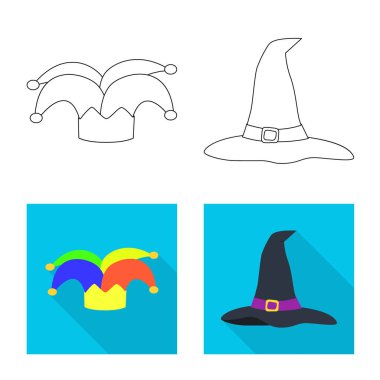 Giyim ve kap logo vektör Illustration. Giyim ve hisse senedi için bere vektör simge kümesi.