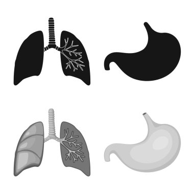 Biyoloji ve bilimsel logo vektör çizimi. Hisse senedi için biyoloji ve laboratuvar vektör simge kümesi.