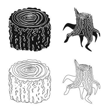 Ağaç ve ham logo vektör tasarımı. Ağaç ve inşaat hisse senedi simgesi için web topluluğu.