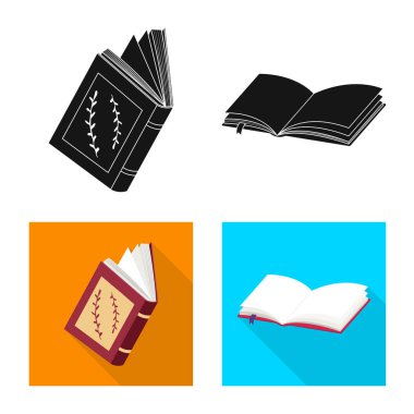 Eğitim ve kapak simge vektör tasarımı. Eğitim ve hisse senedi için kitapçı vektör simge koleksiyonu.