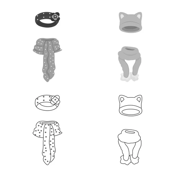 Objet isolé de vêtements et icône de texture. Collection de vêtements et de météo stock symbole pour le web . — Image vectorielle