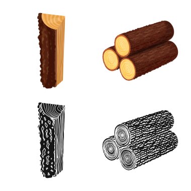 Ağaç ve ham logo yalıtılmış nesne. Ağaç ve inşaat hisse senedi simgesi için web topluluğu.