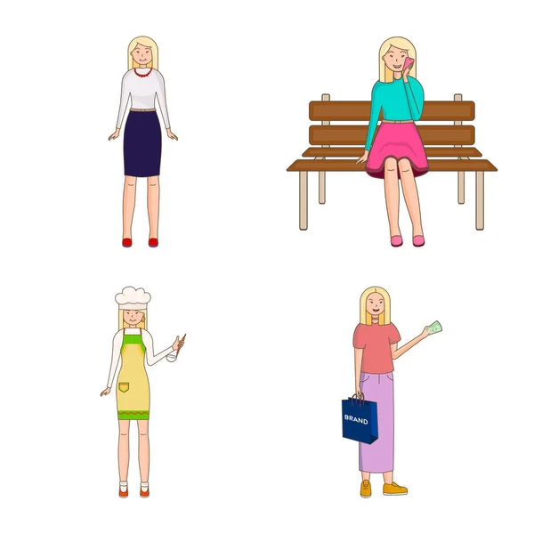 Vector ontwerp van vrouw en lichaam symbool. Set van vrouw en stijl vector pictogram voor voorraad. — Stockvector