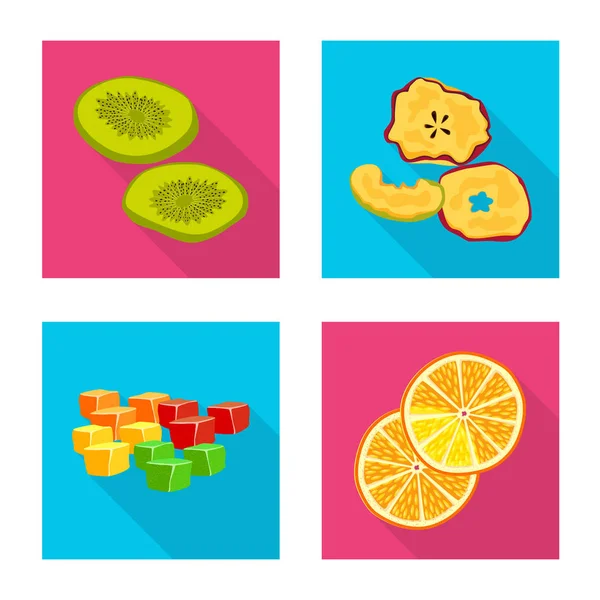 Ilustração vetorial de frutas e signo seco. Conjunto de símbolo de estoque de frutas e alimentos para web . — Vetor de Stock