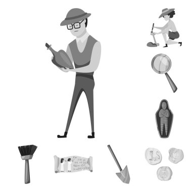 Hikaye ve keşif logosu vektör illüstrasyon. Hikaye ve öğelerstok vektör illüstrasyon koleksiyonu.