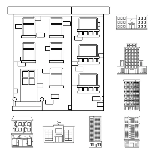 Σχεδιασμός διανυσματικών χώρων αρχιτεκτονικής και εξωτερικού λογότυπου. Σύνολο αρχιτεκτονικής και διανυσματικών αποθεμάτων πόλης. — Διανυσματικό Αρχείο