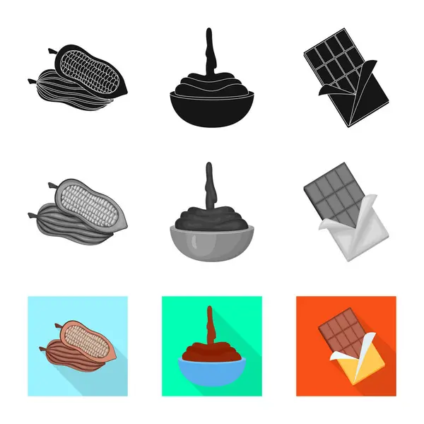 Vector ontwerp van voedsel en lekker pictogram. Set van voedsel en bruin aandelensymbool voor web. — Stockvector