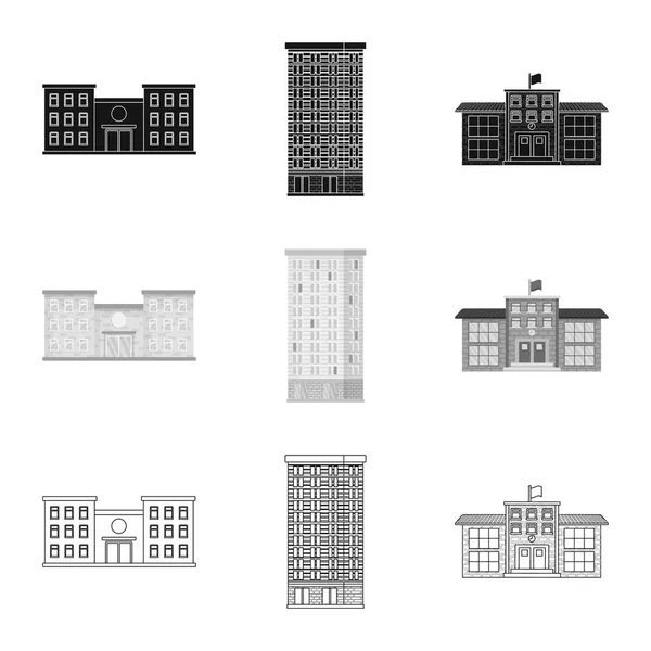 Objet isolé du logo municipal et central. Ensemble d'illustration vectorielle de stock municipal et immobilier . — Image vectorielle