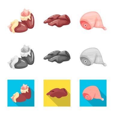 Ürün ve kümes hayvanları simge vektör tasarımı. Hisse senedi için ürün ve tarım vektör simge kümesi.