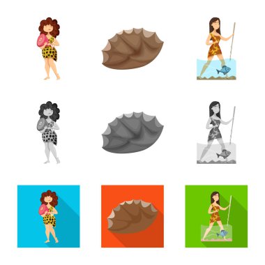 Evrim ve tarih öncesi simge vektör tasarımı. Evrim ve geliştirme hisse senedi vektör çizim seti.