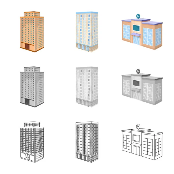 Vektor-Design der Konstruktion und Gebäude-Symbol. Sammlung von Vektor-Abbildungen von Bau- und Immobilienbeständen. — Stockvektor