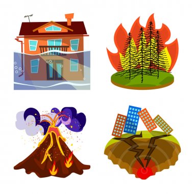 Tufan ve felaket işareti vektör Illustration. Tufan ve kıyamet vektör simgesini hissenin topluluğu.