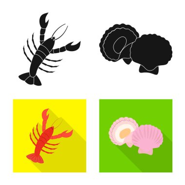 Taze ve restoran sembol yalıtılmış nesne. Hisse senedi için taze ve deniz vektör simge topluluğu.